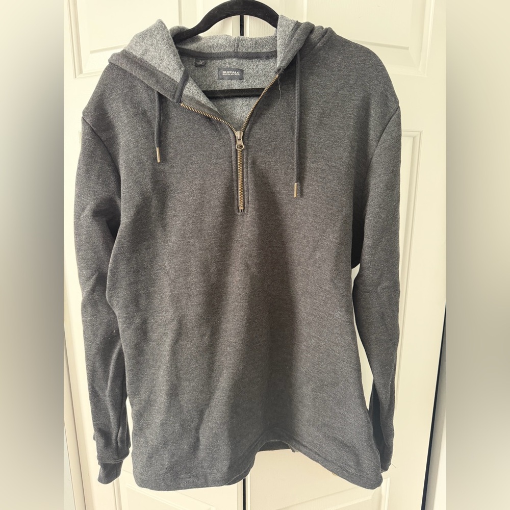 Buffalo David Bitton Gray Hooded Zip-Up Sweater